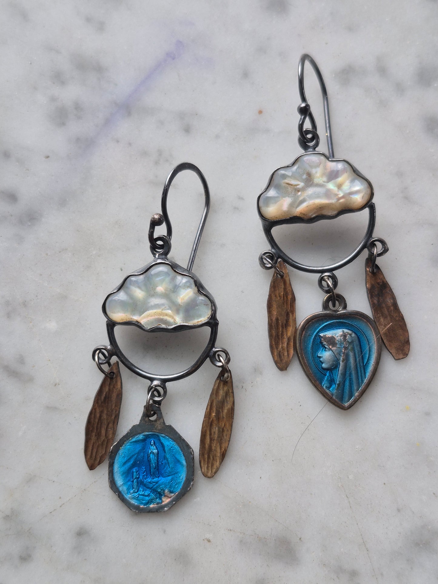 Virgin Mary Cloud Talisman Earrings