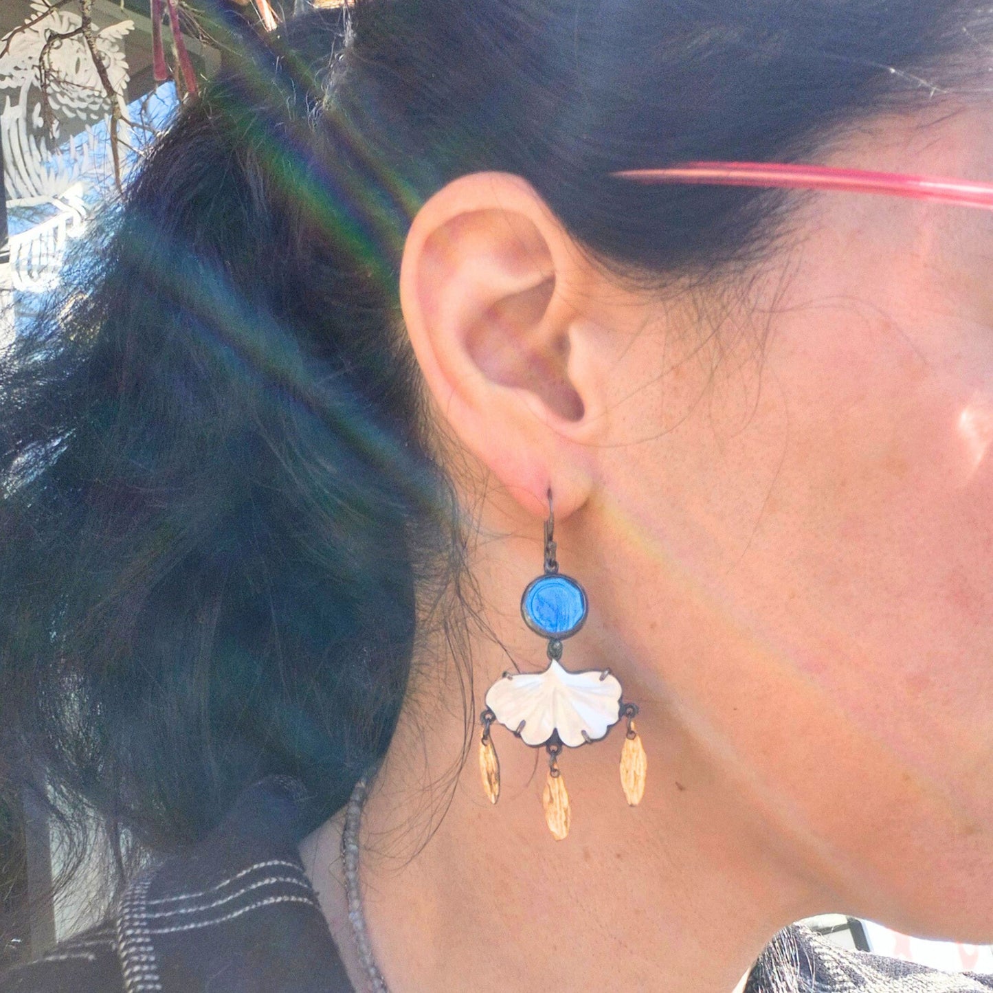 Mother of Pearl Virgin Mary Earrings