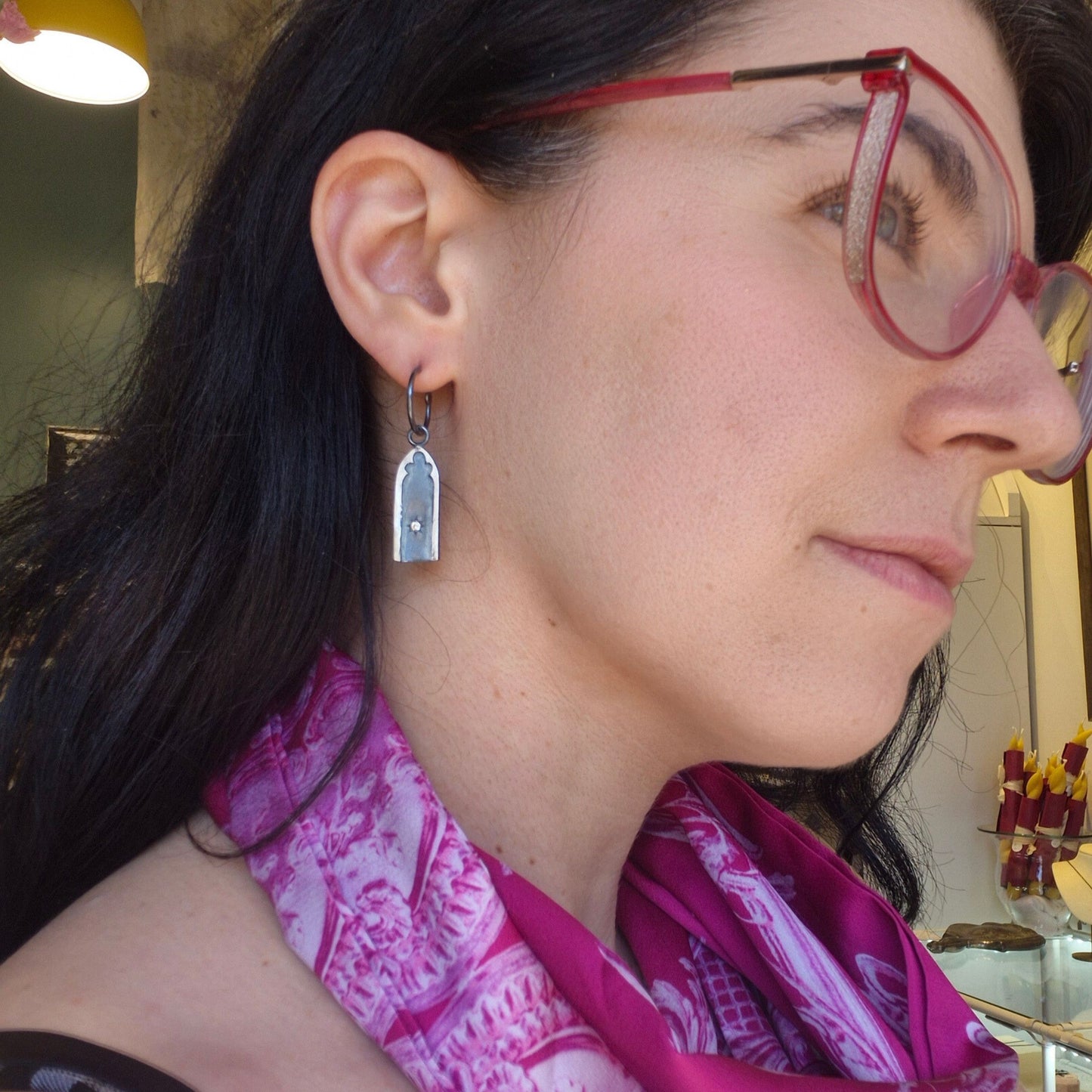 Gothic Arch Hoops with Sapphires