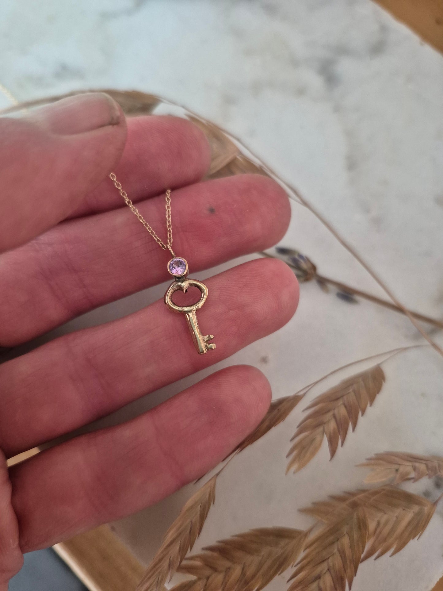 Handmade 14k Gold Key Necklace