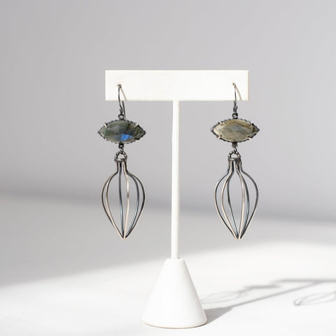 Handmade Vessel Earrings with Labradorite