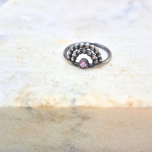 Handmade Silver Double Gyptian Ring with Sapphire