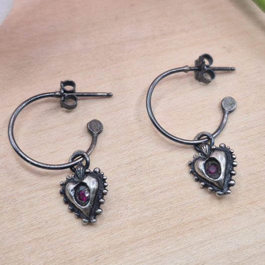 Ruby Sacred Heart Earrings