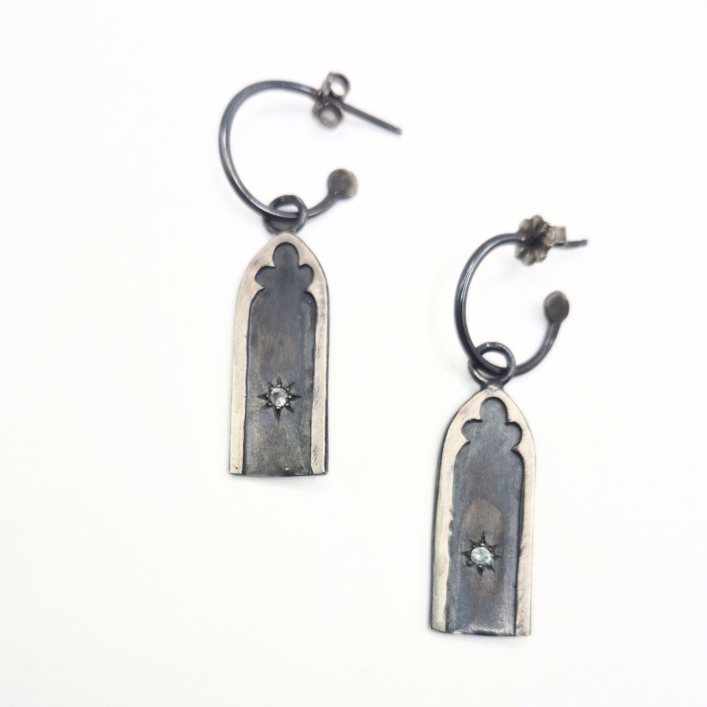 Gothic Arch Hoops with Sapphires