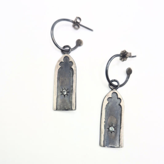 Gothic Arch Hoops with Sapphires