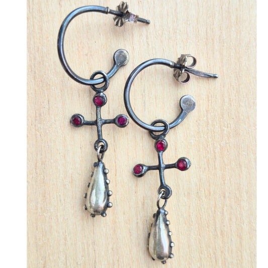 Rowan Cross Ruby Earrings