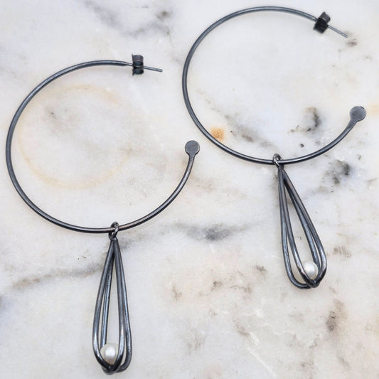 Pearl Drop Hoops