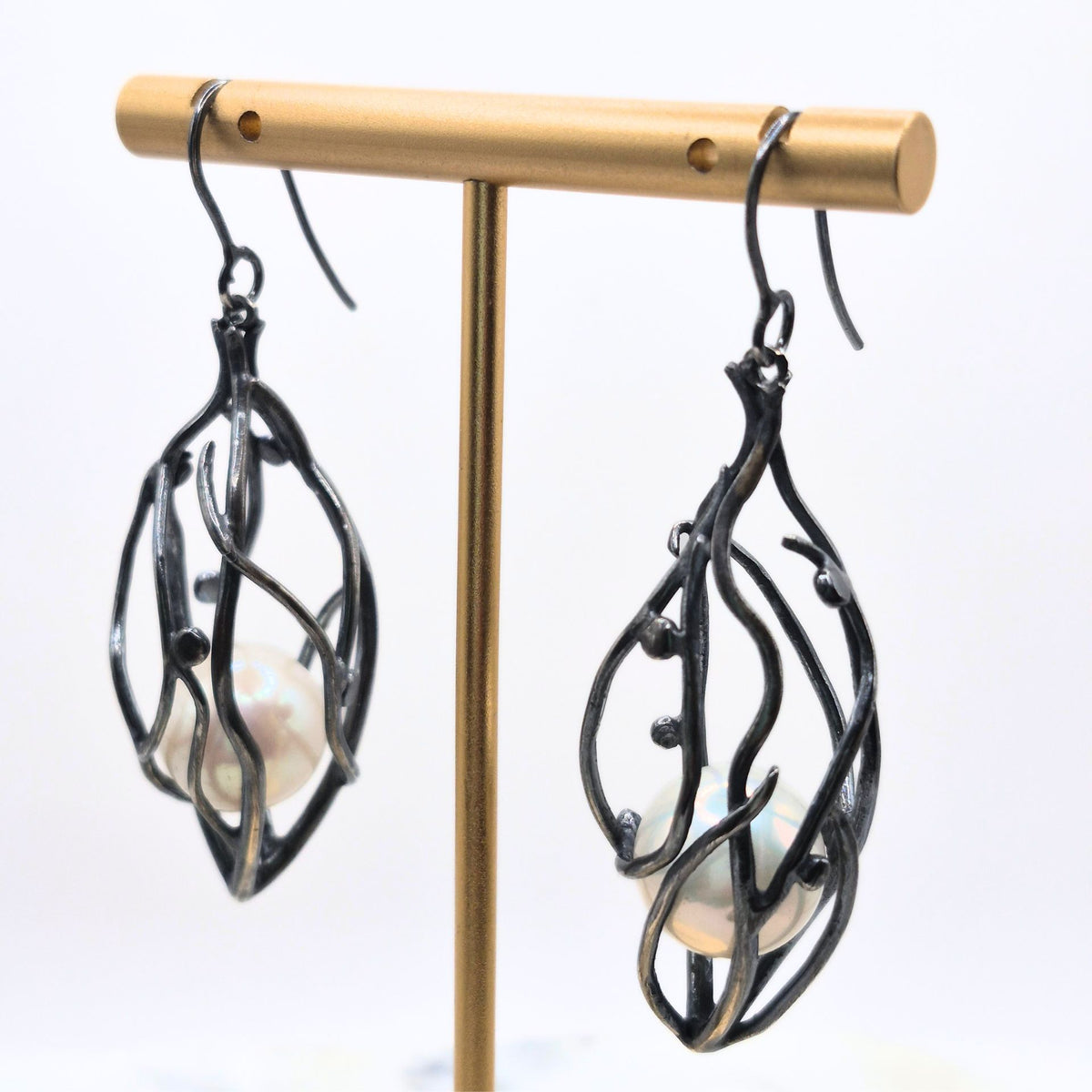 One of a Kind Vessel Earrings with Curving Branches