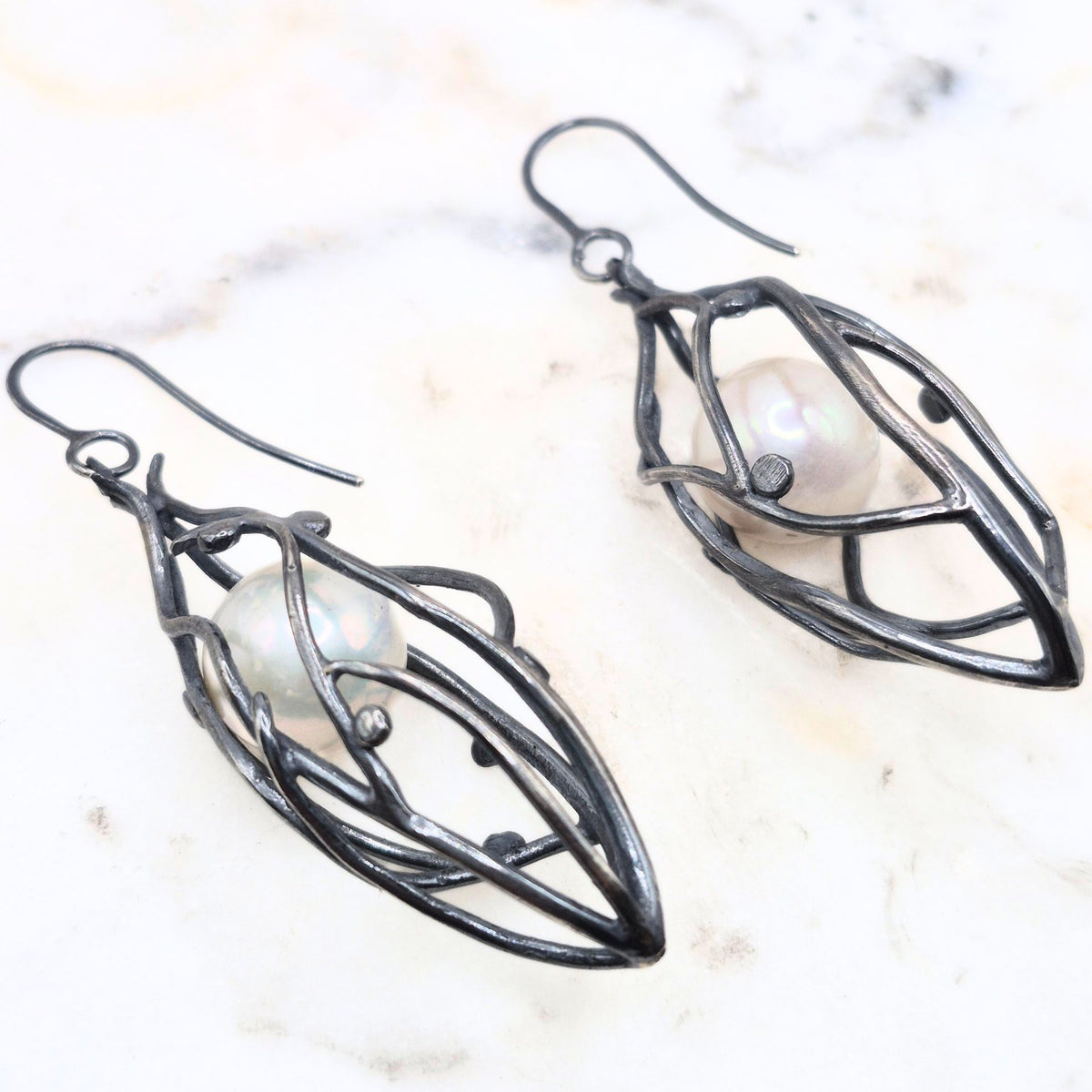 One of a Kind Vessel Earrings with Curving Branches