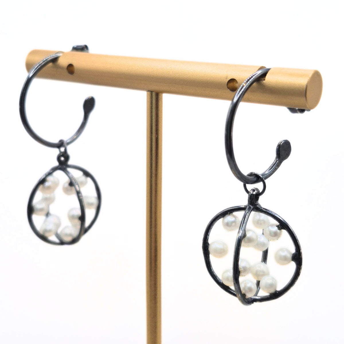 One of a Kind Pearl Seed Pod Hoops