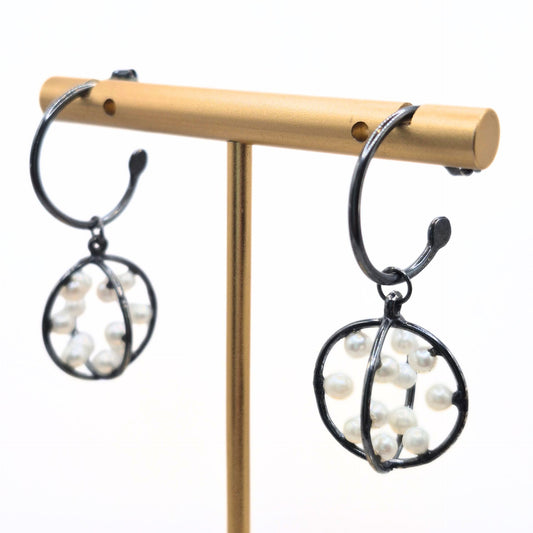 One of a Kind Pearl Seed Pod Hoops
