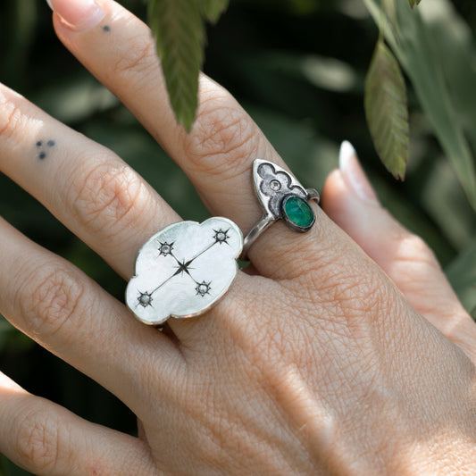 Cloud Ring with White Sapphire